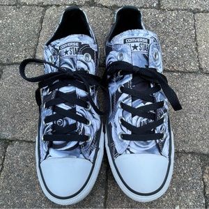 Converse black rose graphic All Star Low Tops size 9 W / 7 M